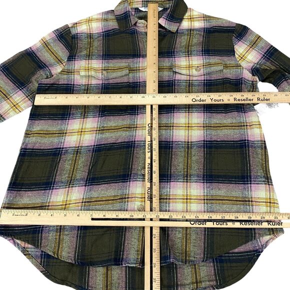 Old Navy Boyfriend Shirt Women Small Multi Plaid Flannel Long Sleeve Button Down - Picture 4 of 15